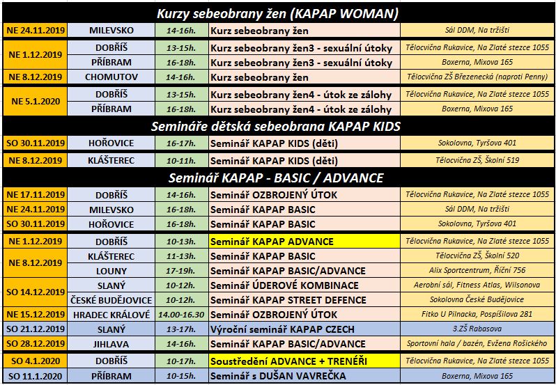 Seminář KAPAP CZECH (listopad 2019 - leden 2020)