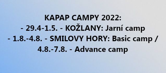 Termíny KAPAP CAMPU 2022 - jaro & léto