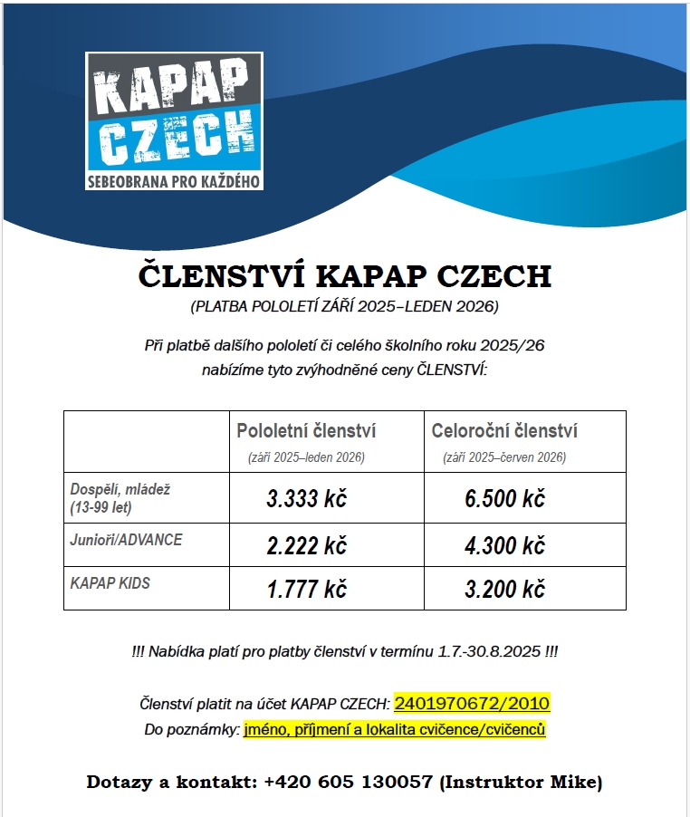 Letní slevy členství KAPAP CZECH 2025